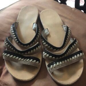 Black and tan sandals